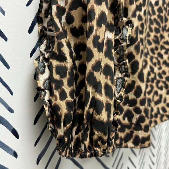 J Crew Leopard Print Ruffle Sleeve Top - XXS - Picture 2 of 5